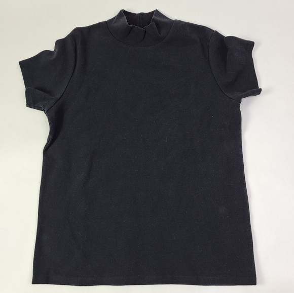 AGOLDE Black Ribbed Mock Neck Tee - Picture 3 of 5